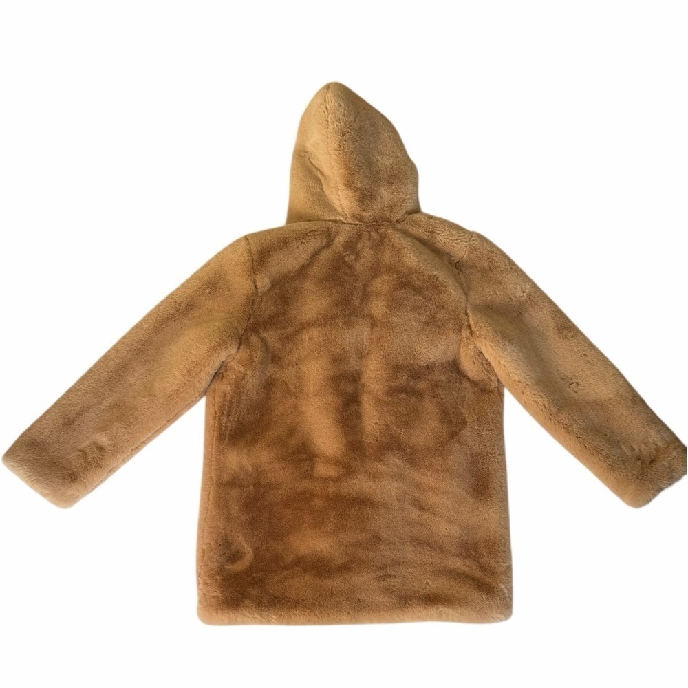 Apparis Sand Plush Faux Fur Hooded Coat M Neutral Beige Vegan Luxe Soft NWOT - Picture 7 of 13